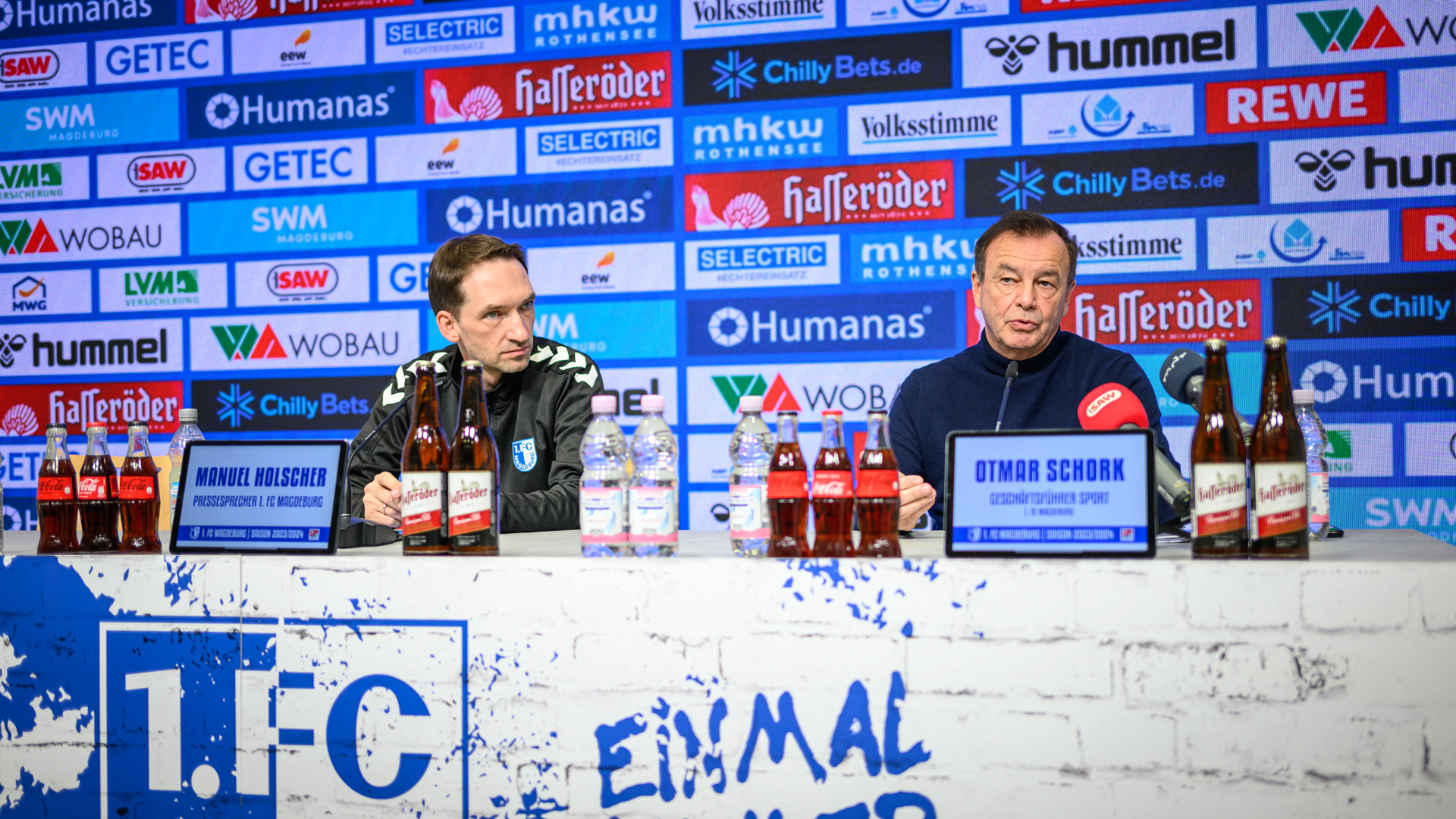 Manuel Holscher(links) und Otmar Schork während der Medienrunde