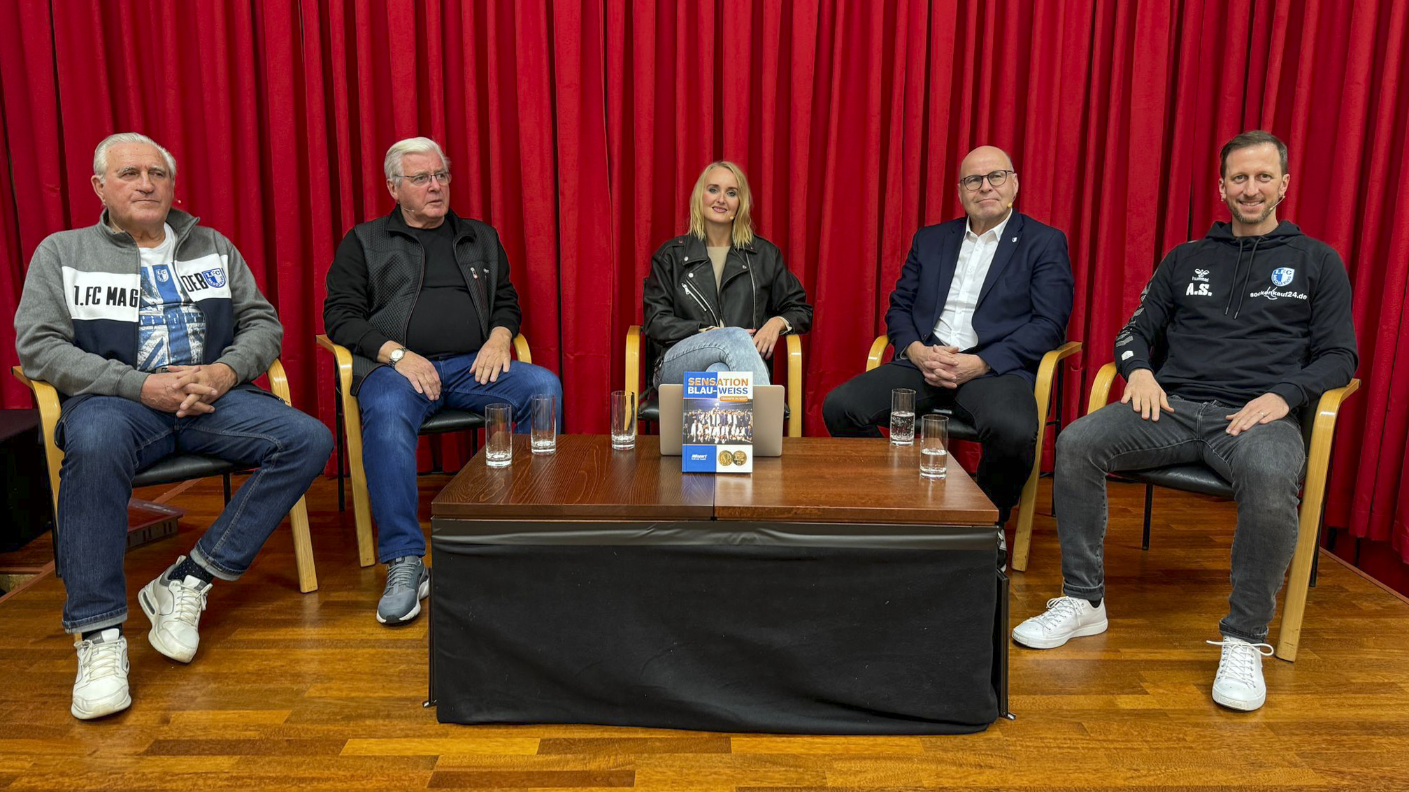 Von links: Ulrich Schulze, Wolfgang "Paule" Seguin, Sabrina Bramowski, Dr. Jörg Biastoch und Andreas Schumacher.