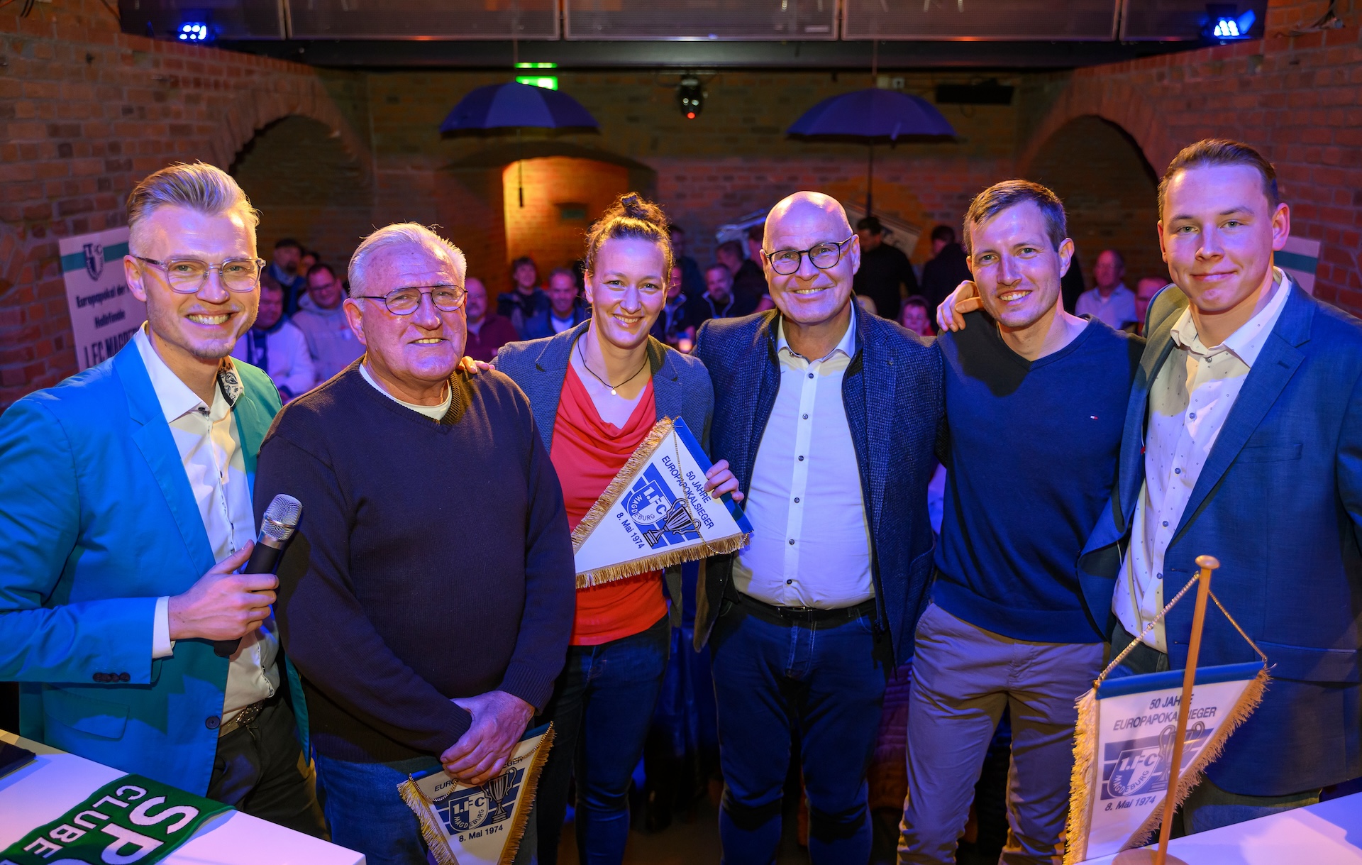 Von links: Moderator Holger Salmen, Ulrich Schulze, Almuth Schult, Dr. Jörg Biastoch, Matthias Tischer und Moderator Hendrik Heidrich. Foto: FCM / Norman Seidler