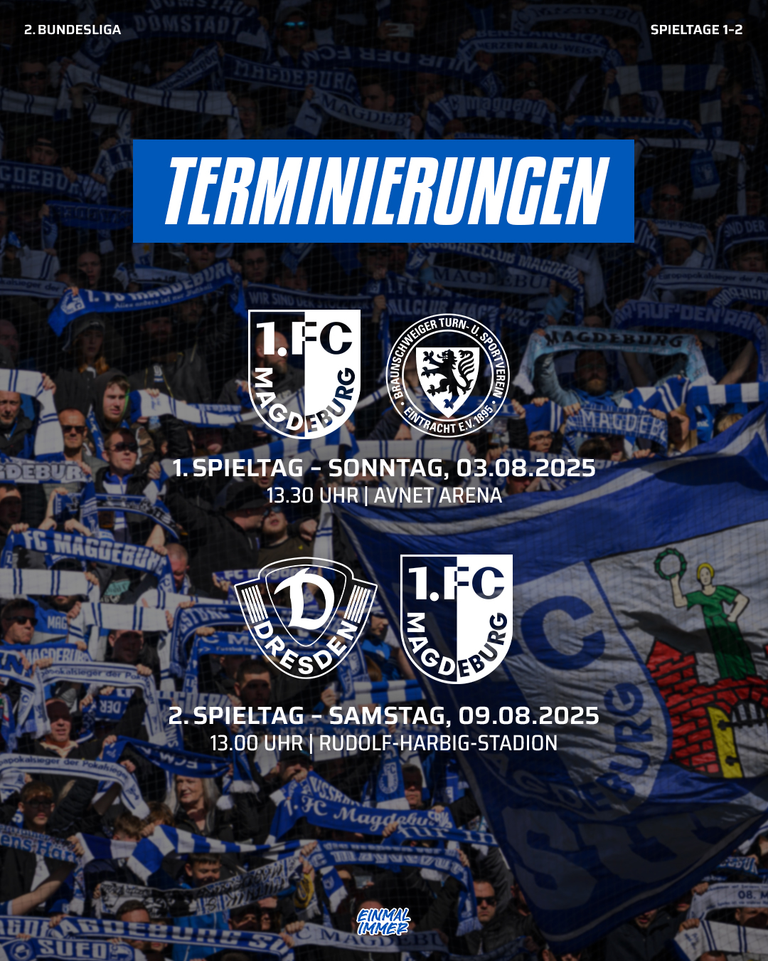 Die Termine der Spieltage 1 und 2.