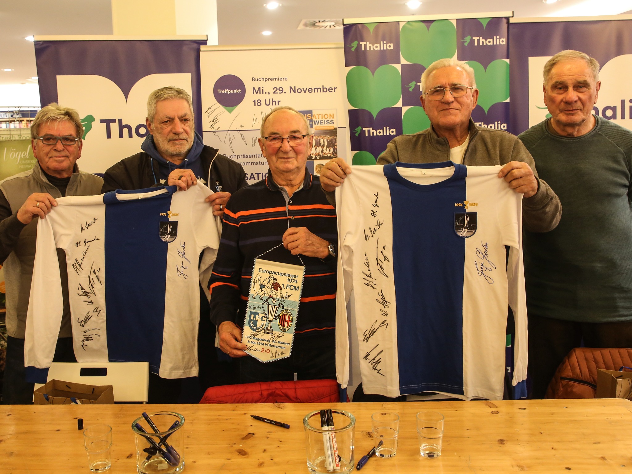 Von links nach rechts: Martin Hoffmann, Axel Tyll, Helmut Gaube, Ulrich Schulze und Siegmund Mewes. Foto: FCM / Axel Kammerer