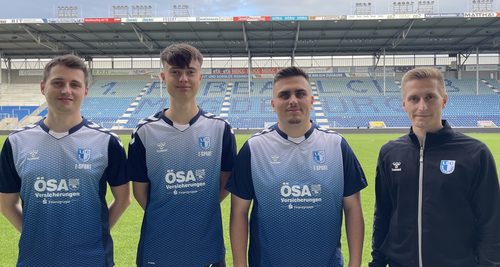 von links: Tobias Barthel, Richard Schulz, Ali Gencer und Tom Lehmann bilden E-Sports Team des FCM