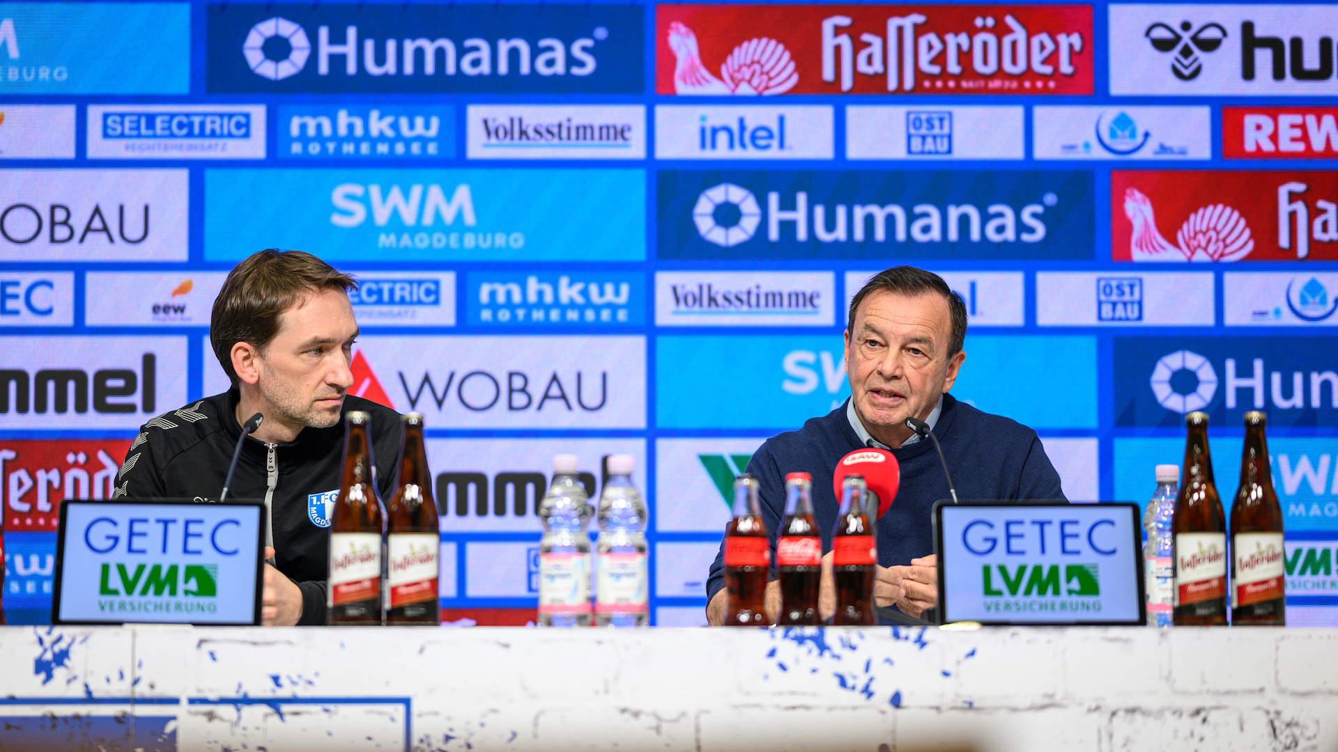 Manuel Holscher(links) und Otmar Schork während der Medienrunde