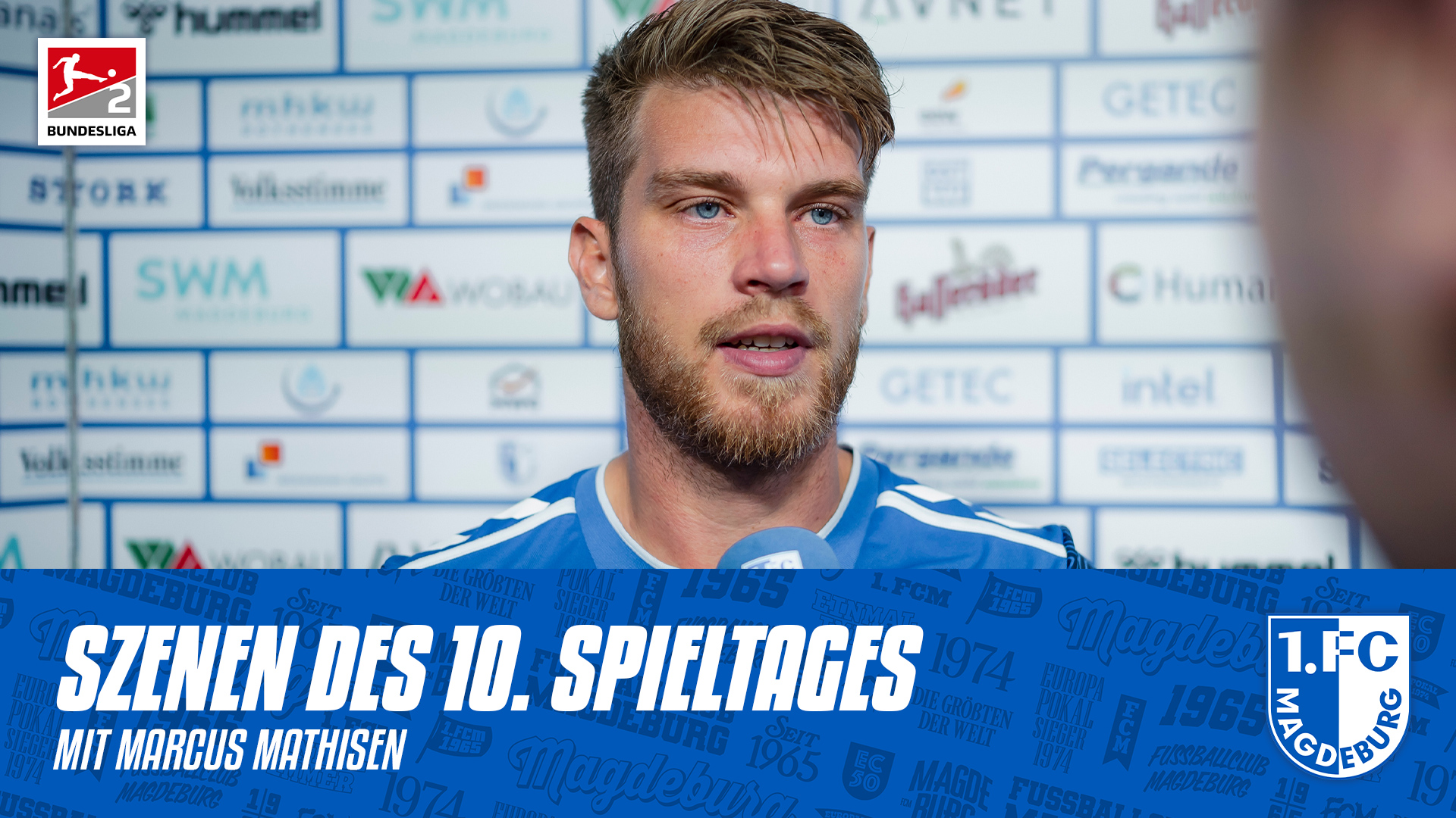 Marcus Mathisen nach dem Hannover-Spiel am Mikrofon